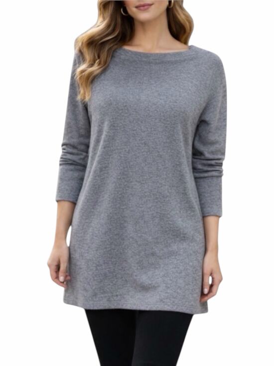 Magaschoni Sweaters - Magaschoni 100% Cashmere Square Neck Tunic Sweater Gray Size S